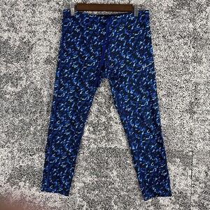 Nike Dri Fit  Womens Medium Leggings Drawstring Blue‎ Geometric